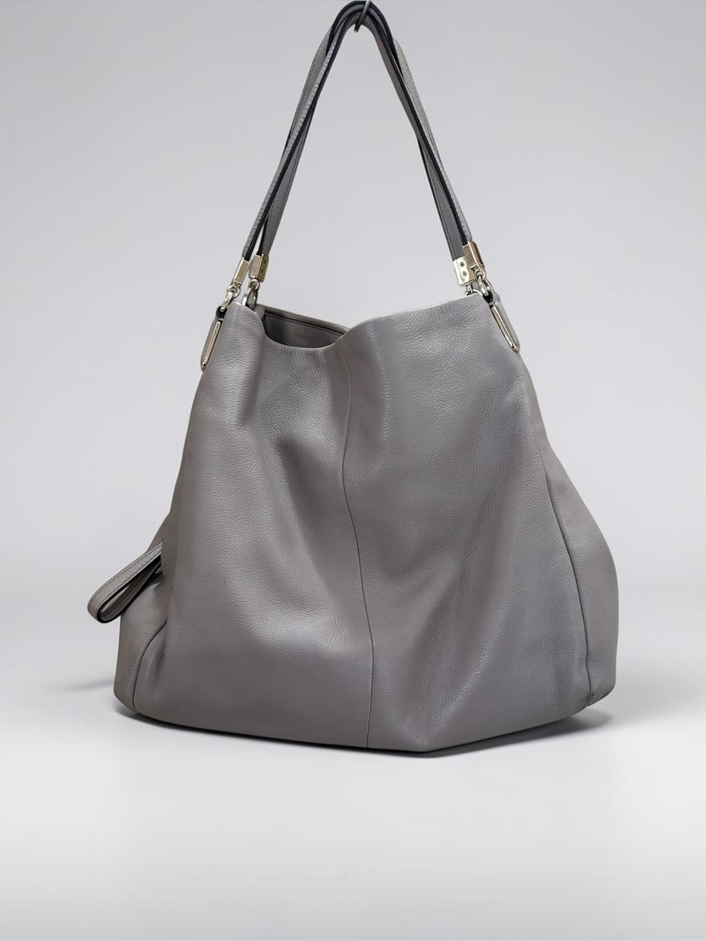 COACH Pebbled Leather Madison Phoebe Women's Handbag 3 Compartment Gray